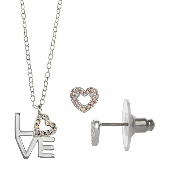 Cheapest 👍 FAO Schwarz Crystal "Love" Pendant & Earring Set Silver Tone Crystal ⭐ 6 Cheapest 👍 FAO Schwarz Crystal "Love" Pendant & Earring Set Silver Tone Crystal ⭐ - Image 4