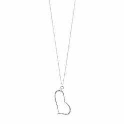 Budget 🥰 Diamond Mystique Platinum Over Silver Heart Pendant Necklace ⌛