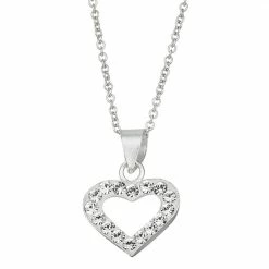 Best Pirce 🧨 Charming Girl Kids' Sterling Silver Crystal Heart Pendant Necklace 🎁