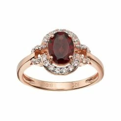 New 😍 Gemminded 14k Rose Gold Over Silver Garnet & White Topaz Halo Ring 🔔