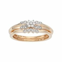 Best reviews of โจ Celebration Gems 10k Gold 1/10 Carat T.W. Diamond Flower Engagement Ring Set Yellow ๐