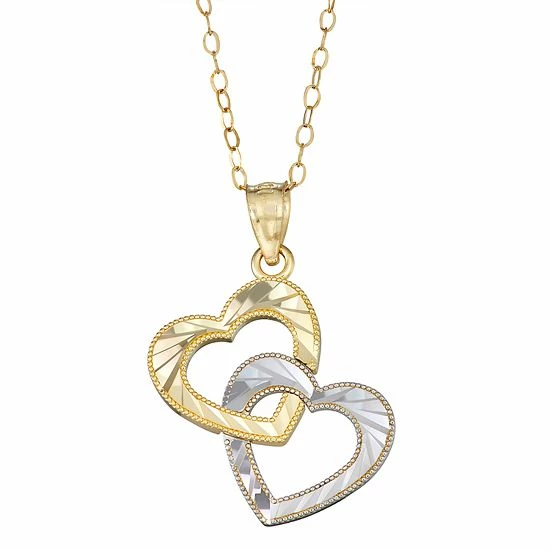 Deals ๐งจ Unbranded Two Tone 10k Gold Interlocking Heart Pendant Necklace ๐ 3 Deals ๐งจ Unbranded Two Tone 10k Gold Interlocking Heart Pendant Necklace ๐