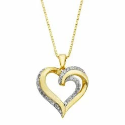 Deals 👍 Unbranded 18K Gold Over Sterling Silver 1/4 Carat T.W. Diamond Heart Pendant 😍