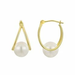 Best deal 🔔 Forever 14K Freshwater Cultured Pearl Oval Hoop Earrings 🎉