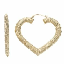 Discount β€οΈ Unbranded 10k Gold Textured Heart Hoop Earrings π