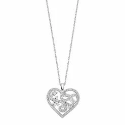 Cheap ๐ฅฐ Unbranded Sterling Silver 1/2 Carat T.W. Diamond Filigree Heart Pendant Necklace ๐งจ
