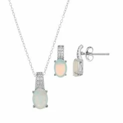 Wholesale 🎁 Sterling Silver Lab-Created White Opal & Lab-Created White Sapphire Jewelry Set ⭐