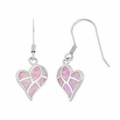 Coupon π₯° Sterling Silver Lab-Created Pink Opal Heart Drop Earrings π