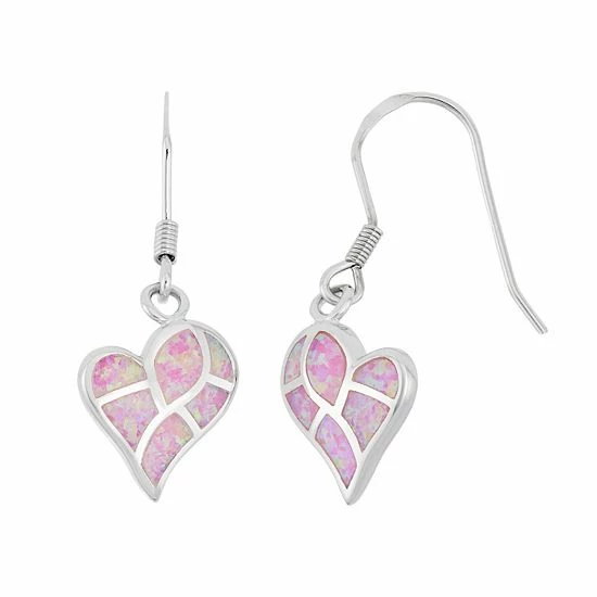 Coupon π₯° Sterling Silver Lab-Created Pink Opal Heart Drop Earrings π 3 Coupon π₯° Sterling Silver Lab-Created Pink Opal Heart Drop Earrings π