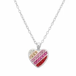 Brand new 🔔 Charming Girl Sterling Silver Crystal Heart Pendant Necklace 🌟