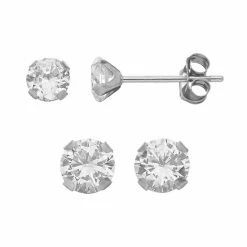 Coupon 😉 Taylor Grace Cubic Zirconia 10k White Gold Stud Earring Set 🥰