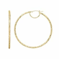 Budget 👏 Everlasting Gold 14k Gold Textured Hoop Earrings ✔️