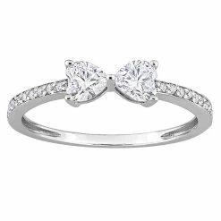 Budget π Stella Grace Sterling Silver 3/5 Carat T.W. Lab-Created Moissanite Duo Heart Ring π
