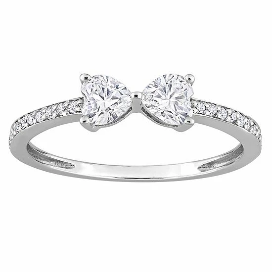 Budget π Stella Grace Sterling Silver 3/5 Carat T.W. Lab-Created Moissanite Duo Heart Ring π 3 Budget π Stella Grace Sterling Silver 3/5 Carat T.W. Lab-Created Moissanite Duo Heart Ring π