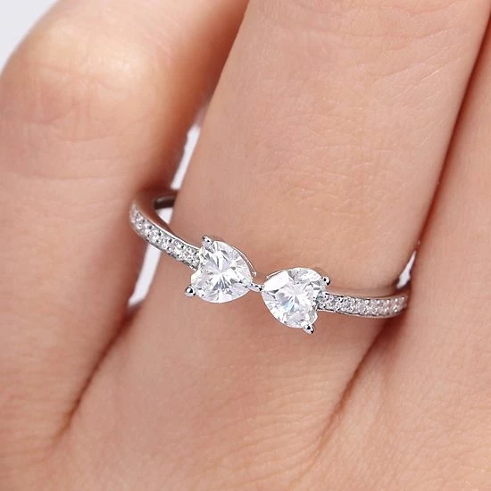 Budget π Stella Grace Sterling Silver 3/5 Carat T.W. Lab-Created Moissanite Duo Heart Ring π 7 Budget π Stella Grace Sterling Silver 3/5 Carat T.W. Lab-Created Moissanite Duo Heart Ring π - Image 5