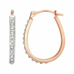 Promo 👍 Diamond Fascination 14k Gold Diamond Accent Pear Hoop Earrings 14k Rose Gold ⭐