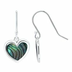 Wholesale ⭐ Aleure Precioso Silver Plated Abalone Heart Drop Earrings 💯