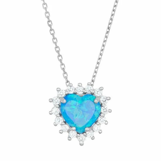 Best Pirce โค๏ธ Lab-Created Blue Opal & Cubic Zirconia Sterling Silver Heart Halo Pendant Necklace ๐ 3 Best Pirce โค๏ธ Lab-Created Blue Opal & Cubic Zirconia Sterling Silver Heart Halo Pendant Necklace ๐