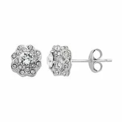 Hot Sale ✔️ Lovemark Diamond Splendor Sterling Silver Crystal & Diamond Accent Flower Stud Earrings ⌛