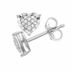 Best Pirce 🥰 Diamond Brilliance Sterling Silver 1/10 Carat T.W. Diamond Heart Stud Earrings Rose Tone 🎉