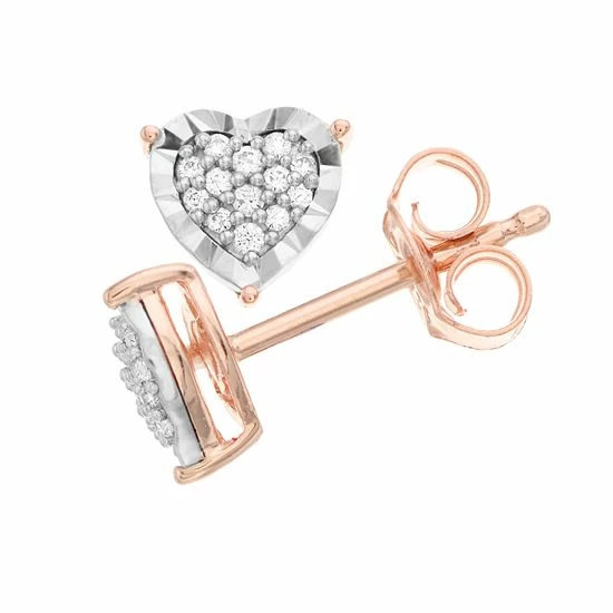 Best Pirce π₯° Diamond Brilliance Sterling Silver 1/10 Carat T.W. Diamond Heart Stud Earrings Rose Tone π 5 Best Pirce π₯° Diamond Brilliance Sterling Silver 1/10 Carat T.W. Diamond Heart Stud Earrings Rose Tone π - Image 3