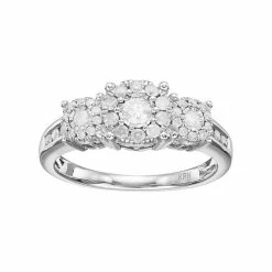 Brand new ๐ Unbranded Sterling Silver 1/2 Carat T.W. Diamond 3-Stone Cluster Engagement Ring ๐ฅ