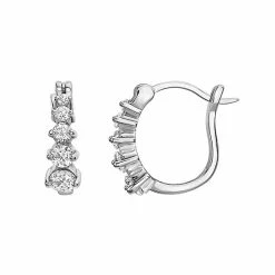 Cheap 👏 Unbranded Sterling Silver Round Cubic Zirconia Hoop Earrings 👏
