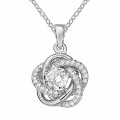 Best Pirce ๐ฅ The Silver Lining Cubic Zirconia Silver Tone Love Knot Pendant ๐ฅ
