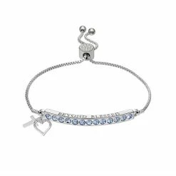 Hot Sale 💯 Brilliance Crystal Heart & Cross Bar Adjustable Bracelet Silver Tone 😉