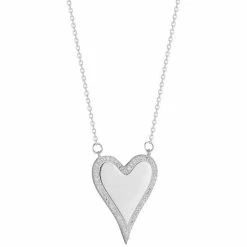 Coupon π Sunkissed Sterling Silver Over Cubic Zirconia Heart Necklace Silver Tone π