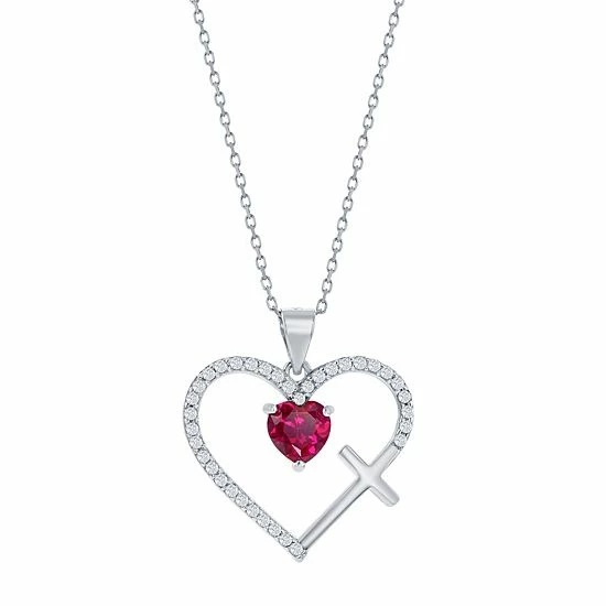 Wholesale π Argento Bella Sterling Silver White & Red Cubic Zirconia Cross & Heart Pendant Necklace π€© 3 Wholesale π Argento Bella Sterling Silver White & Red Cubic Zirconia Cross & Heart Pendant Necklace π€©