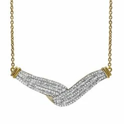 Cheap ๐ Unbranded Sterling Silver 1 Carat T.W. Diamond Twist Chevron Necklace Rose Tone ๐