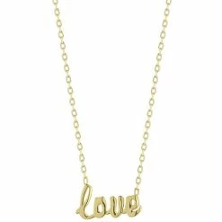 Best Pirce ⭐ Sunkissed Sterling 14k Gold Over Silver Script Love Necklace Yellow Gold Tone 💯