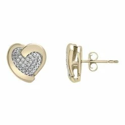 Brand new β Unbranded 14k Gold Over Silver 1/10 Carat T.W. Diamond Heart Stud Earrings π₯°