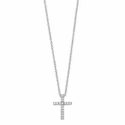 Coupon ⌛ Diamond Petites 10k White Gold 1/10-ct. T.W. Diamond Cross Pendant 🤩