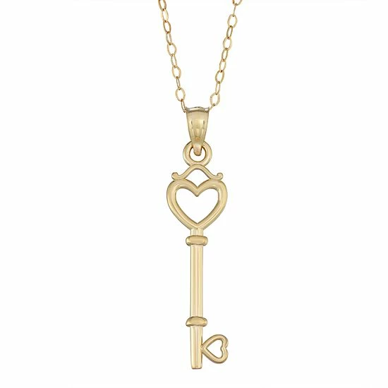 Budget ๐ Unbranded 10K Gold Key Heart Pendant Necklace ๐ 3 Budget ๐ Unbranded 10K Gold Key Heart Pendant Necklace ๐