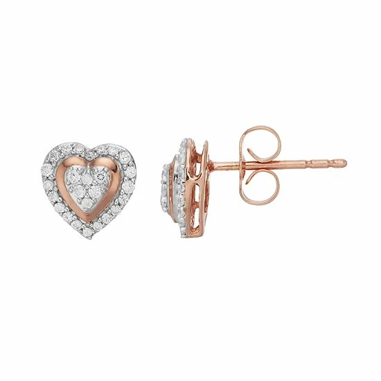 Cheap โ 10k Rose Gold 1/5 Carat T.W. Diamond Heart Stud Earrings ๐ฏ 3 Cheap โ 10k Rose Gold 1/5 Carat T.W. Diamond Heart Stud Earrings ๐ฏ