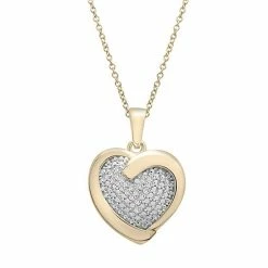 Cheap ๐ Unbranded 14k Gold Over Silver 1/10 Carat T.W. Diamond Heart Pendant ๐
