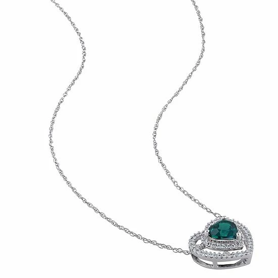 Outlet ๐ Stella Grace 10k White Gold 1/5 Carat T.W Diamond & Lab-Created Emerald Heart Shaped Pendant Necklace ๐ 4 Outlet ๐ Stella Grace 10k White Gold 1/5 Carat T.W Diamond & Lab-Created Emerald Heart Shaped Pendant Necklace ๐ - Image 2