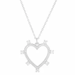 Discount 🥰 Sunkissed Sterling Silver Over Cubic Zirconia Open Heart Necklace Yellow Gold Tone 🛒 -Valentine's Day Jewelry shop unnamed file 1915