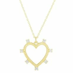 Discount 🥰 Sunkissed Sterling Silver Over Cubic Zirconia Open Heart Necklace Yellow Gold Tone 🛒 -Valentine's Day Jewelry shop unnamed file 1916