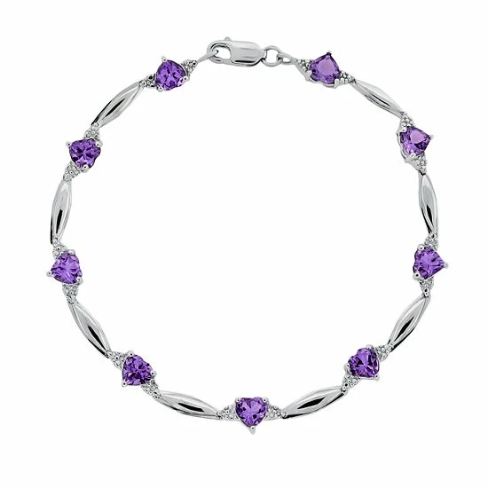 Hot Sale π Gemminded Sterling Silver Amethyst And Diamond Accent Heart Bracelet π 3 Hot Sale π Gemminded Sterling Silver Amethyst And Diamond Accent Heart Bracelet π