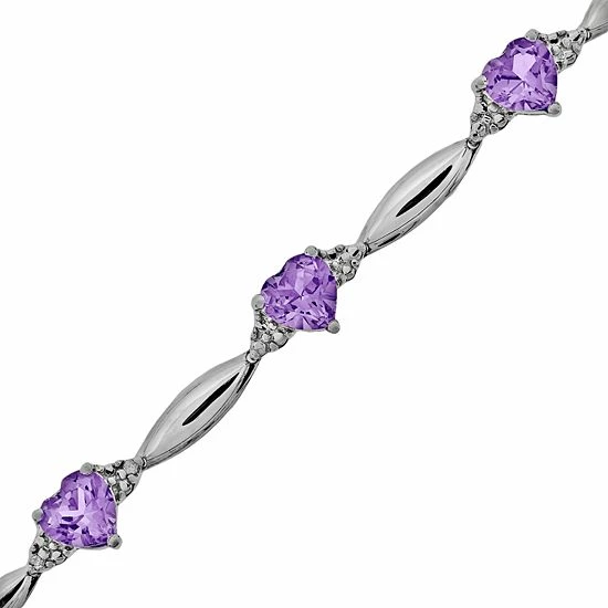 Hot Sale π Gemminded Sterling Silver Amethyst And Diamond Accent Heart Bracelet π 4 Hot Sale π Gemminded Sterling Silver Amethyst And Diamond Accent Heart Bracelet π - Image 2