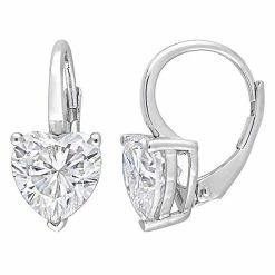 Best Pirce 🧨 Stella Grace Sterling Silver 4 Carat T.W. Lab-Created Moissanite Heart Leverback Earrings 🧨