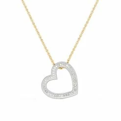 Budget 👍 Unbranded Two-Tone Sterling Silver 1/4 Carat T.W. Diamond Heart Pendant Necklace 😉