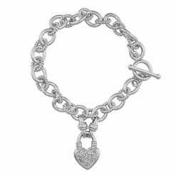 Deals 👍 Unbranded Sterling Silver 1/4 Carat T.W. Diamond Heart Toggle Bracelet ⌛ -Valentine's Day Jewelry shop unnamed file 1945
