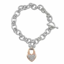 Deals 👍 Unbranded Sterling Silver 1/4 Carat T.W. Diamond Heart Toggle Bracelet ⌛ -Valentine's Day Jewelry shop unnamed file 1946