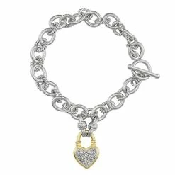 Deals 👍 Unbranded Sterling Silver 1/4 Carat T.W. Diamond Heart Toggle Bracelet ⌛ -Valentine's Day Jewelry shop unnamed file 1947