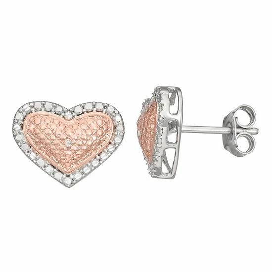 Outlet π HDI Two Tone Sterling Silver 1/10 Carat T.W. Heart Stud Earrings π€© 3 Outlet π HDI Two Tone Sterling Silver 1/10 Carat T.W. Heart Stud Earrings π€©