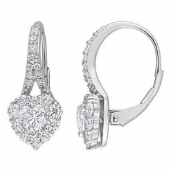 Top 10 🛒 Stella Grace Sterling Silver 2 Carat T.W. Lab-Created Moissanite Heart Halo Leverback Earrings 😍